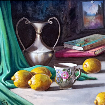 Painting titled "The porcellain cup…" by Andrea Borella, Original Artwork, Oil Mounted on Wood Panel