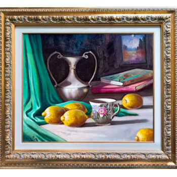 Painting titled "THE PORCELLAIN CUP…" by Andrea Borella, Original Artwork, Oil Mounted on Wood Stretcher frame
