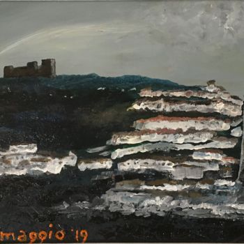 Painting titled "Rocca e ciminiera" by Andrea Collemaggio, Original Artwork, Oil