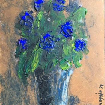 Pintura titulada "fiori blu in un vaso" por Andrea Collemaggio, Obra de arte original, Acrílico