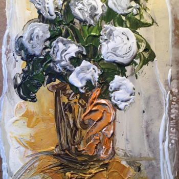 Painting titled "Fiori in un vaso ar…" by Andrea Collemaggio, Original Artwork, Acrylic