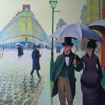 Painting titled "G. CAILLEBOTTE - Ru…" by Andrea Del Pesco, Original Artwork, Oil Mounted on Wood Stretcher frame