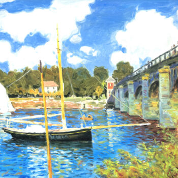 Peinture intitulée "C. MONET - Le Pont…" par Andrea Del Pesco, Œuvre d'art originale, Huile Monté sur Châssis en bois