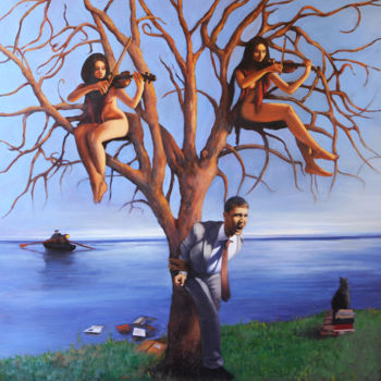 Pintura intitulada "L'ALBERO DELLA RIFL…" por Andrea Esposito, Obras de arte originais, Óleo