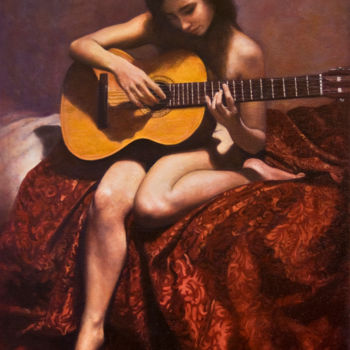 Peinture intitulée "AMORINA ALLA CHITAR…" par Andrea Esposito, Œuvre d'art originale