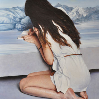 Картина под названием "LA LETTERA BIANCA" - Andrea Esposito, Подлинное произведение искусства, Масло
