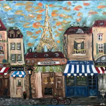 Pintura intitulada "Rue de Paris" por Andrea Gyoparos, Obras de arte originais, Acrílico