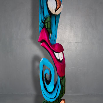 Sculpture intitulée "BERNHARD DER BLAUE" par Andrea Halm, Œuvre d'art originale, Bois