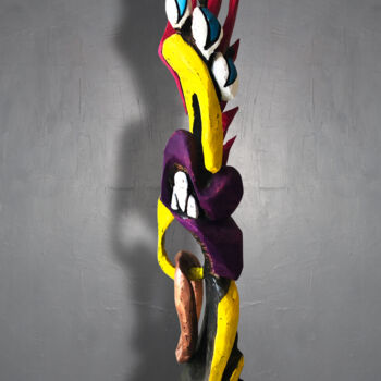 Escultura titulada "Der Irokäse" por Andrea Halm, Obra de arte original, Madera