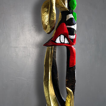 Sculpture intitulée "GRIMMIGE GRIMMHILD" par Andrea Halm, Œuvre d'art originale, Bois