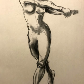 Dibujo titulada "Figure 9" por Andrea Kotnik, Obra de arte original, Carbón