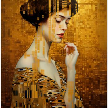 Digitale Kunst getiteld "Cascata D'Oro" door Andrea La Martina (NEXA ART), Origineel Kunstwerk, Digitale collage Gemonteerd…