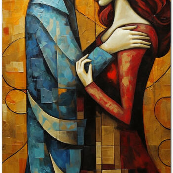 数字艺术 标题为“L'Amore è un Mosaico” 由Andrea La Martina (NEXA ART), 原创艺术品, 数字拼贴 安装在木质担架架上