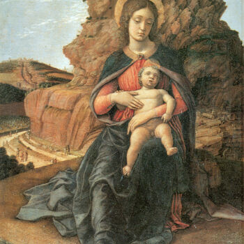 Schilderij getiteld "La Madone de la car…" door Andrea Mantegna, Origineel Kunstwerk, Tempera