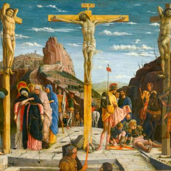 Painting titled "Crucifixion" by Andrea Mantegna, Original Artwork, Tempera
