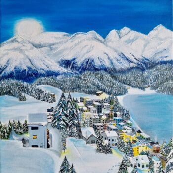Painting titled "“Warm winter”" by Andrea Moreno, Original Artwork, Acrylic Mounted on Wood Stretcher frame