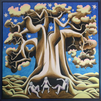 绘画 标题为“Blue Motherhood Tree” 由Andrea Riegler, 原创艺术品, 丙烯