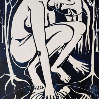 Printmaking titled "Melancholie" by Andrea Riegler, Original Artwork, Xylography