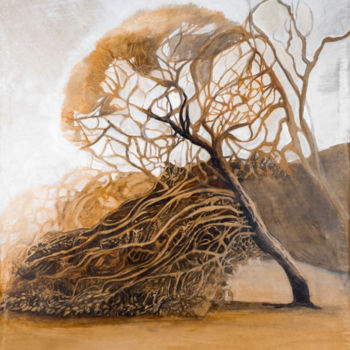 Malerei mit dem Titel "trittico pineta  de…" von Andrea Sargeant, Original-Kunstwerk, Aquarell Auf Holzplatte montiert