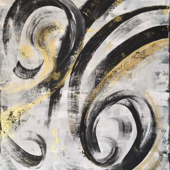 Painting titled "Golden wave" by Andrea Schwarz, Original Artwork, Acrylic
