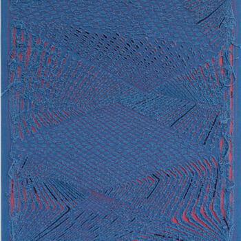 Textile Art titled "Mare Infuocato" by Andrea Simone Peruzzo, Original Artwork, Fabric Mounted on Wood Stretcher frame