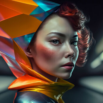 Digitale Kunst mit dem Titel "Colorful Girls - No…" von Andrea Tscherbner, Original-Kunstwerk, KI-generiertes Bild