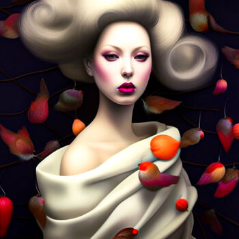 Digitale Kunst getiteld "White Lady" door Andrea Tscherbner, Origineel Kunstwerk, AI gegenereerde afbeelding