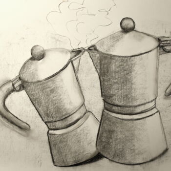 Dibujo titulada "STUDIO SULLE CAFFET…" por Andrea Vandoni, Obra de arte original, Carbón Montado en Otro panel rígido