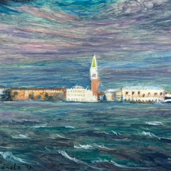 Painting titled "Veduta di Venezia" by Andrea Canale, Original Artwork, Oil