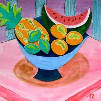 Ζωγραφική με τίτλο "Fruteira/ Fruit bowl" από Andréa Dórea, Αυθεντικά έργα τέχνης