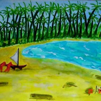 Painting titled "Pescadores/ Fisherm…" by Andréa Dórea, Original Artwork