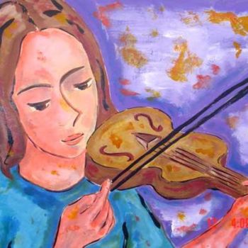 Schilderij getiteld "Violino / Violin" door Andréa Dórea, Origineel Kunstwerk