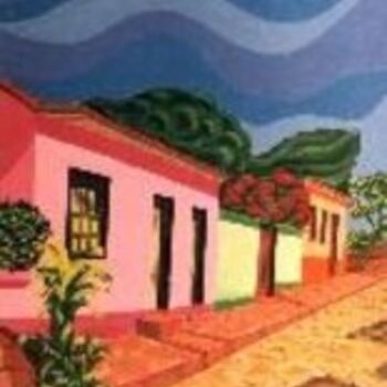 Pintura intitulada "Casario/ Houses faç…" por Andréa Dórea, Obras de arte originais