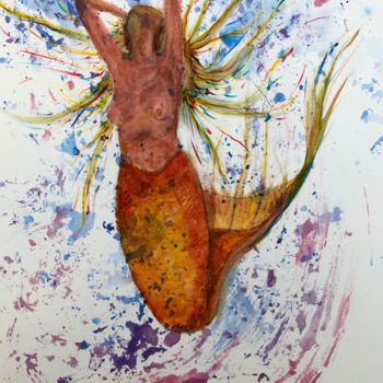 Peinture intitulée "Mermai̶d" par Andrea Falchi, Œuvre d'art originale, Aquarelle
