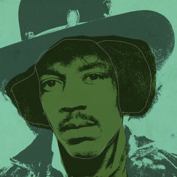 Arte digital titulada "Jimi Hendrix pop" por Andrea Pisano, Obra de arte original, Pintura Digital