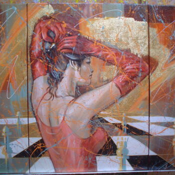 Pintura intitulada "Κοπελα" por Andreas Galiotos, Obras de arte originais, Acrílico