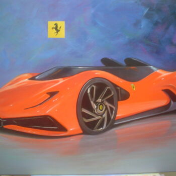 Painting titled "SUPER CAR FERRARI" by Andreas Galiotos, Original Artwork, Acrylic