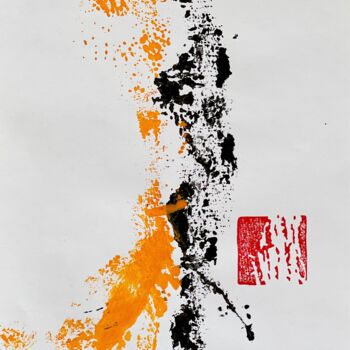 Incisioni, stampe intitolato "Zen auf Papier #2" da Andreas Ostermann, Opera d'arte originale, Monotipo