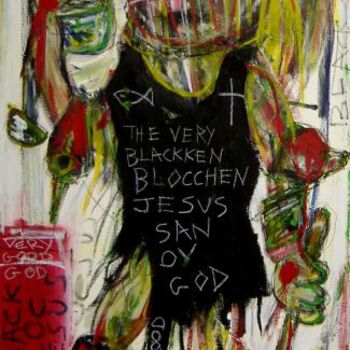 Pittura intitolato "Black Block Jesus (…" da Andrea Volterra, Opera d'arte originale