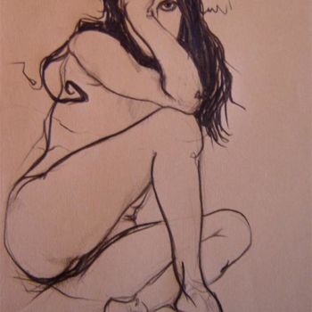 Disegno intitolato "nudo 14" da Andrea Volterra, Opera d'arte originale