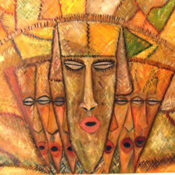 Painting titled "African Gods" by André Da Luz (luxbridge), Original Artwork, Oil