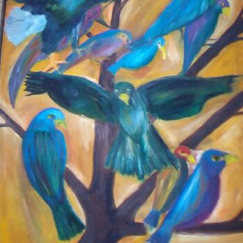 Pintura intitulada "Captive Birds" por André Da Luz (luxbridge), Obras de arte originais, Óleo