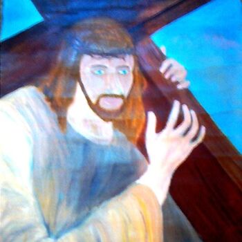 Painting titled "Cristo carregando a…" by André Da Luz (luxbridge), Original Artwork, Oil