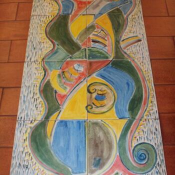 Painting titled "Painel de  Azulejo" by André Da Luz (luxbridge), Original Artwork, Oil