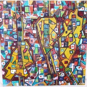 Peinture intitulée "Guitarras do Jazz" par André Da Luz (luxbridge), Œuvre d'art originale