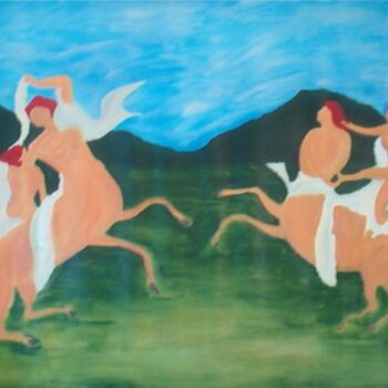 Pintura titulada "Luta de Centauros (…" por André Da Luz (luxbridge), Obra de arte original