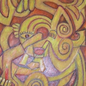 Pintura titulada "Deus  do Fogo" por André Da Luz (luxbridge), Obra de arte original