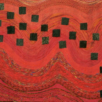 Collages intitulée "Le rouge et le noir" par Andrée Laffargue, Œuvre d'art originale, Collages Monté sur Panneau de bois