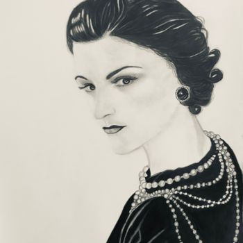 Drawing titled "Coco Chanel" by Andreea Chirila, Original Artwork