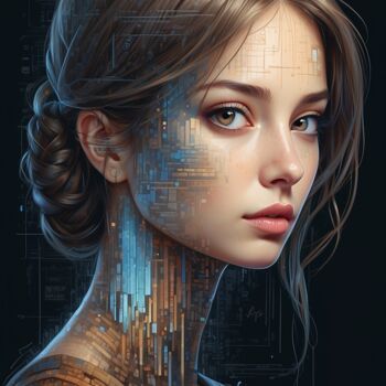 Digital Arts titled "Bytes of Beauty" by Andreea Dobos, Original Artwork, AI generated image Mounted on Glass